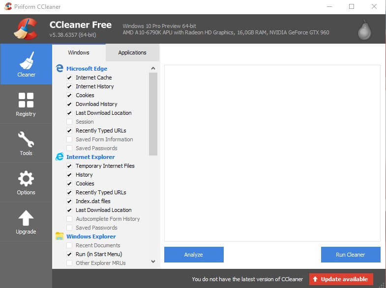 ccleaner очистка истемы